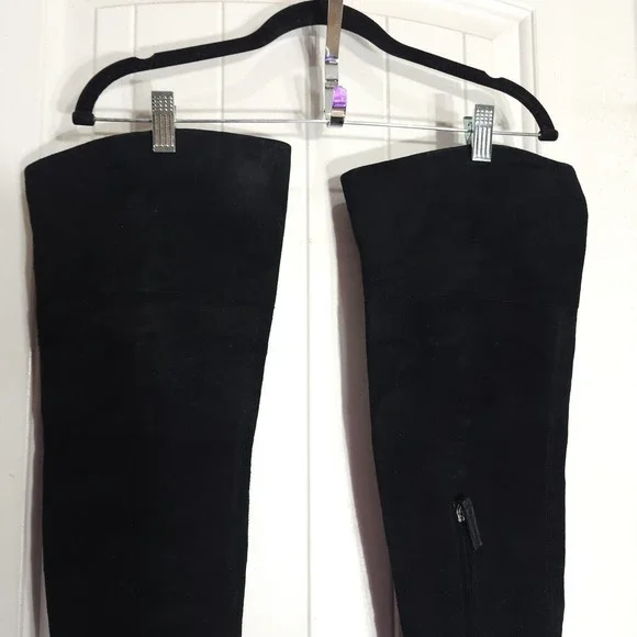 Giuseppe Zanotti Womens Boots OTK Black Suede Leather Thigh High Heel Shoe 40 10 - Picture 3 of 15